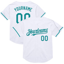 Загрузить изображение в средство просмотра галереи, Custom White Teal Mesh Authentic Throwback Baseball Jersey