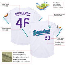 Загрузить изображение в средство просмотра галереи, Custom White Purple-Teal Mesh Authentic Throwback Baseball Jersey