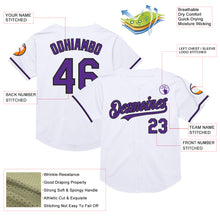 Загрузить изображение в средство просмотра галереи, Custom White Purple-Black Mesh Authentic Throwback Baseball Jersey