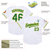 Загрузить изображение в средство просмотра галереи, Custom White Kelly Green-Yellow Mesh Authentic Throwback Baseball Jersey