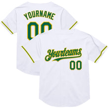 Загрузить изображение в средство просмотра галереи, Custom White Kelly Green-Yellow Mesh Authentic Throwback Baseball Jersey