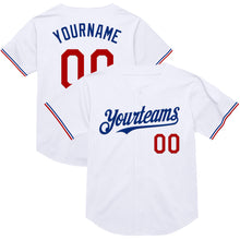 Загрузить изображение в средство просмотра галереи, Custom White Red-Royal Mesh Authentic Throwback Baseball Jersey