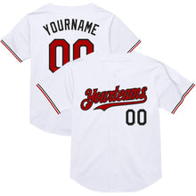 Загрузить изображение в средство просмотра галереи, Custom White Red-Black Mesh Authentic Throwback Baseball Jersey