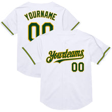 Загрузить изображение в средство просмотра галереи, Custom White Green-Gold Mesh Authentic Throwback Baseball Jersey