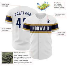 Загрузить изображение в средство просмотра галереи, Custom White Navy-Old Gold Authentic Baseball Jersey