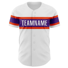 Laden Sie das Bild in den Galerie-Viewer, Custom White Purple-Orange Authentic Baseball Jersey