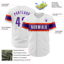 Laden Sie das Bild in den Galerie-Viewer, Custom White Purple-Orange Authentic Baseball Jersey