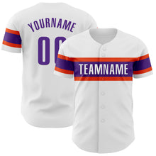 Laden Sie das Bild in den Galerie-Viewer, Custom White Purple-Orange Authentic Baseball Jersey