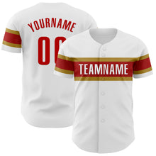 Загрузить изображение в средство просмотра галереи, Custom White Red-Old Gold Authentic Baseball Jersey