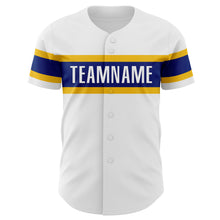 Load image into Gallery viewer, Custom White Yellow-Royal Authentic Baseball Jersey