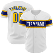 Load image into Gallery viewer, Custom White Yellow-Royal Authentic Baseball Jersey