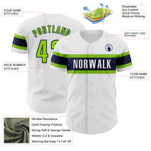 Загрузить изображение в средство просмотра галереи, Custom White Neon Green-Navy Authentic Baseball Jersey