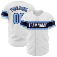 Charger l'image dans la galerie, Custom White Light Blue-Navy Authentic Baseball Jersey