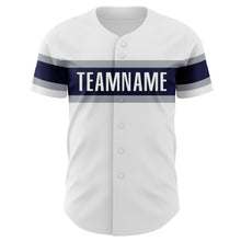Загрузить изображение в средство просмотра галереи, Custom White Navy-Gray Authentic Baseball Jersey