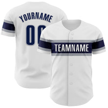 Загрузить изображение в средство просмотра галереи, Custom White Navy-Gray Authentic Baseball Jersey