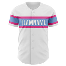 Charger l'image dans la galerie, Custom White Pink-Light Blue Authentic Baseball Jersey