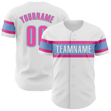 Charger l'image dans la galerie, Custom White Pink-Light Blue Authentic Baseball Jersey