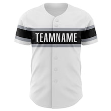Load image into Gallery viewer, Custom White Black-Gray Authentic Baseball Jersey