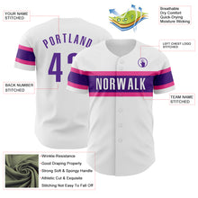 Laden Sie das Bild in den Galerie-Viewer, Custom White Purple-Pink Authentic Baseball Jersey