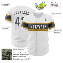 Laden Sie das Bild in den Galerie-Viewer, Custom White Steel Gray-Old Gold Authentic Baseball Jersey