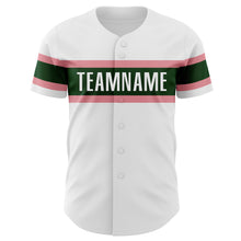 Загрузить изображение в средство просмотра галереи, Custom White Green-Medium Pink Authentic Baseball Jersey