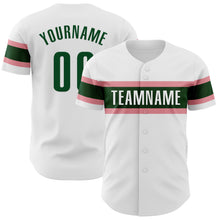 Загрузить изображение в средство просмотра галереи, Custom White Green-Medium Pink Authentic Baseball Jersey