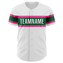Загрузить изображение в средство просмотра галереи, Custom White Pink-Kelly Green Authentic Baseball Jersey