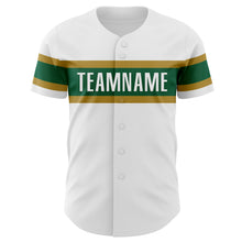 Charger l'image dans la galerie, Custom White Kelly Green-Old Gold Authentic Baseball Jersey