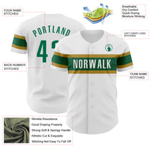 Charger l'image dans la galerie, Custom White Kelly Green-Old Gold Authentic Baseball Jersey
