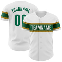 Charger l'image dans la galerie, Custom White Kelly Green-Old Gold Authentic Baseball Jersey