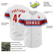 Laden Sie das Bild in den Galerie-Viewer, Custom White Red-Light Blue Authentic Baseball Jersey