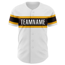 Загрузить изображение в средство просмотра галереи, Custom White Brown-Gold Authentic Baseball Jersey