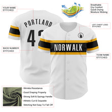 Load image into Gallery viewer, Custom White Black-Gold Authentic Baseball Jersey