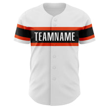 Load image into Gallery viewer, Custom White Black-Orange Authentic Baseball Jersey