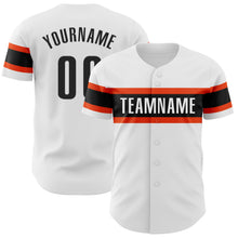 Load image into Gallery viewer, Custom White Black-Orange Authentic Baseball Jersey