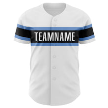 Load image into Gallery viewer, Custom White Powder Blue-Black Authentic Baseball Jersey