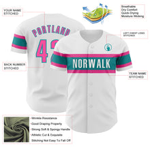 Charger l'image dans la galerie, Custom White Pink-Teal Authentic Baseball Jersey