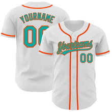 Load image into Gallery viewer, Custom White Aqua-Orange Authentic Baseball Jersey