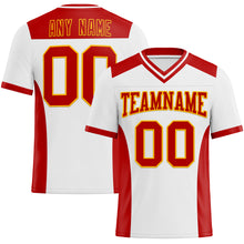 Load image into Gallery viewer, Custom White Red-Gold Authentic Football Jersey