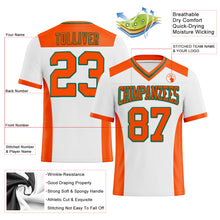 Load image into Gallery viewer, Custom White Orange-Kelly Green Authentic Football Jersey