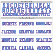 Load image into Gallery viewer, Custom White Light Blue Purple-Gold Mesh Authentic Throwback Football Jersey