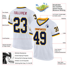 Charger l'image dans la galerie, Custom White Navy Gold-Maroon Mesh Authentic Throwback Football Jersey
