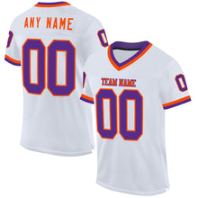 Load image into Gallery viewer, Custom White Purple-Orange Mesh Authentic Throwback Football Jersey