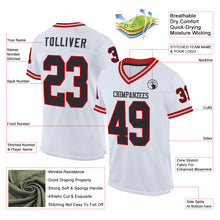 Load image into Gallery viewer, Custom White Black Red-Gray Mesh Authentic Throwback Football Jersey