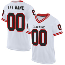Load image into Gallery viewer, Custom White Black Red-Gray Mesh Authentic Throwback Football Jersey