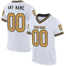 Загрузить изображение в средство просмотра галереи, Custom White Old Gold-Black Mesh Authentic Throwback Football Jersey