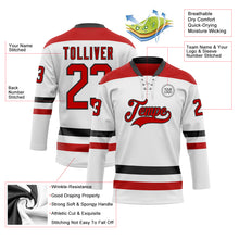 Charger l'image dans la galerie, Custom White Red-Black Hockey Lace Neck Jersey