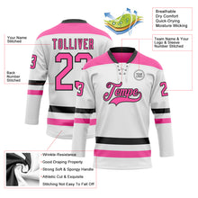 Charger l'image dans la galerie, Custom White Pink-Black Hockey Lace Neck Jersey
