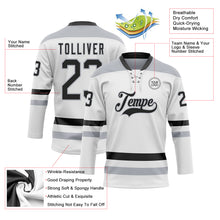 Charger l'image dans la galerie, Custom White Black-Gray Hockey Lace Neck Jersey