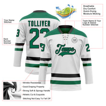 Charger l'image dans la galerie, Custom White Kelly Green-Black Hockey Lace Neck Jersey